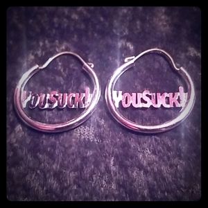 YOU SUCK! sterling silver earrings